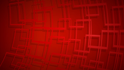 Abstract background of intersecting squares with shadows in red colors