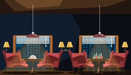 Tableaux ronds sur plexiglas Restaurant restaurant interior vector illustration 