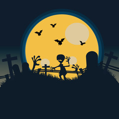 zombies in graveyard vector illustration 