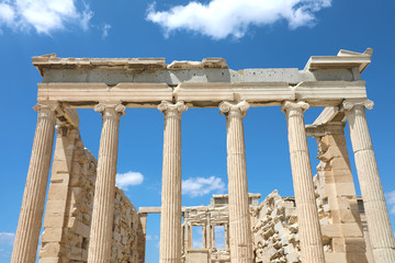 Fototapeta premium Greek temple ruins on the Acropolis in a summer day in Athens, Greece