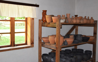 clay pots in a medieval house