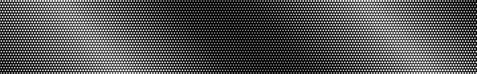 Abstract halftone gradient horizontal banner in black and white colors