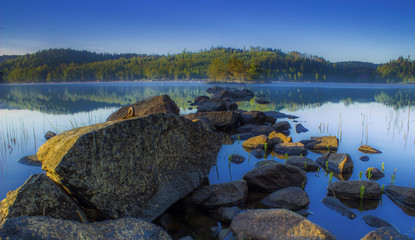 landscape with lake and mountains