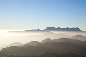 Sunrise at Doi Kum Fa View Point Mountain in Chiang Mai, Thailand