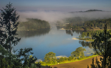 landscape with lake and clouds