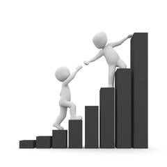 men climbing on a graph