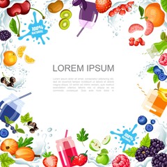 Obraz premium Cartoon Sweet Smoothies Template