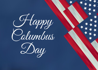 USA Columbus Day celebrate banner with Columbus Ship. Lettering text Happy Columbus Day