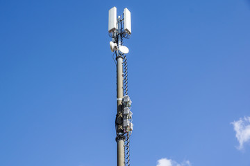 Fototapeta na wymiar mobile phone communication repeater antenna. Mobile phone network antenna.