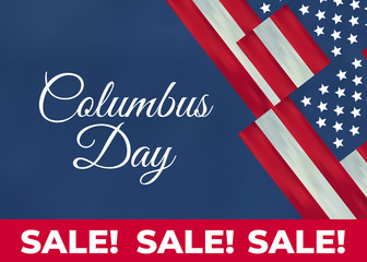 Fototapeta na wymiar USA Columbus Day celebrate banner with Columbus Ship. Lettering text Happy Columbus Day