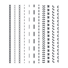 Detail stitched vector patterns. Sewing seams pattern.