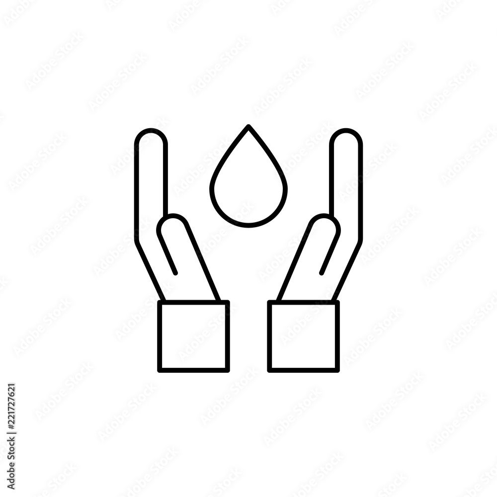 Poster water in hands outline icon. element of ecology icon for mobile concept and web apps. thin line wate