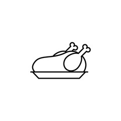 baked turkey icon. Element of autumn icon for mobile concept and web apps. Thin line baked turkey icon can be used for web and mobile
