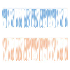 Fringe rows vector garments component. Brush border tassel, trim
