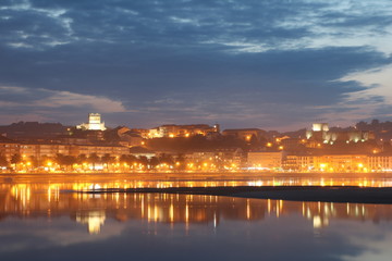 Night view of a beautiful town in the Cantabrian Sea