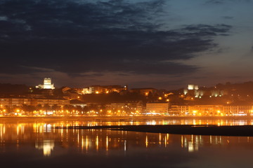 Fototapeta na wymiar Night view of a beautiful town in the Cantabrian Sea