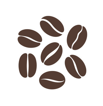 Coffee bean logo. Isolated coffe beans on white background