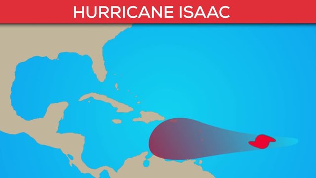 Isaac hurricane or tropical storm animation. Flatten storm progress animation.