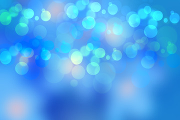 Abstract blue lightening bokeh circles from unterwater bubbles. Beautiful blue texture.