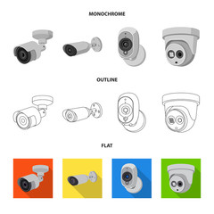 Isolated object of cctv and camera symbol. Set of cctv and system stock symbol for web.