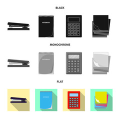 Vector design of office and supply symbol. Set of office and school stock vector illustration.