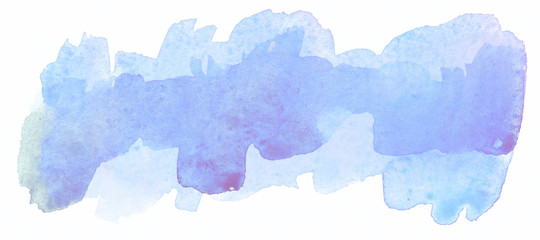 blue watercolor stain, drawn by brush on paper