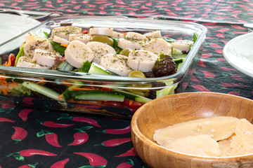 fresh salad and grana padano cheese