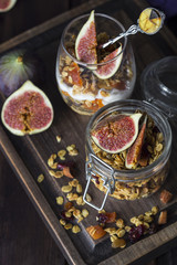 dessert with granola and yogurt