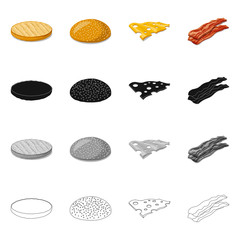 Isolated object of burger and sandwich icon. Set of burger and slice vector icon for stock.