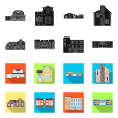Isolated object of building and front symbol. Set of building and roof vector icon for stock.