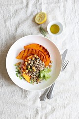 Pumpkin, Quinoa, Chick pea. Plant based, Super food, Clean eating, Vegetarian
