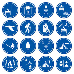 Set of travel and camping equipment icons
