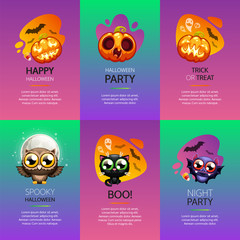 Halloween Greeting Cards Vibrant Set
