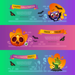 Halloween Horizontal Banners Vibrant Set