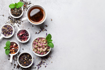 Various tea. Black, green and red tea