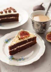 Chocolate cake with hazelnuts and figs