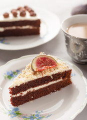 Chocolate cake with hazelnuts and figs