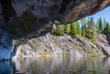 Stone arch of the cave in Ruskeala