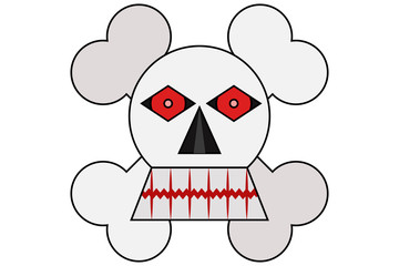 Calavera tenebrosa sobre fondo blanco.