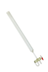 Fototapeta premium glass measuring buret with ground two-way stopcock, isolated on white background, with clipping path