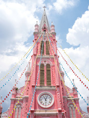 Pink Catholic Church in Saigon, Vietnam　ホーチミンのピンクの教会