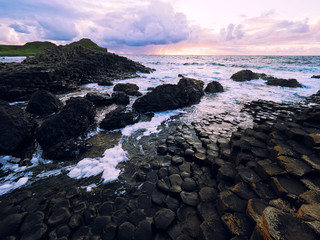 Summer sunset in giant causeway,Northern Ireland