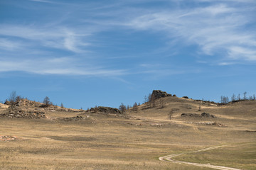 Tazheranskie steppes in Irkutskaya oblast near Baikal lake