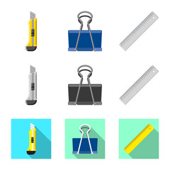 Vector design of office and supply sign. Set of office and school vector icon for stock.