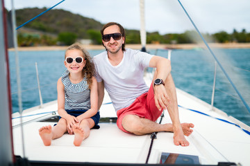 Family on board of sailing yacht