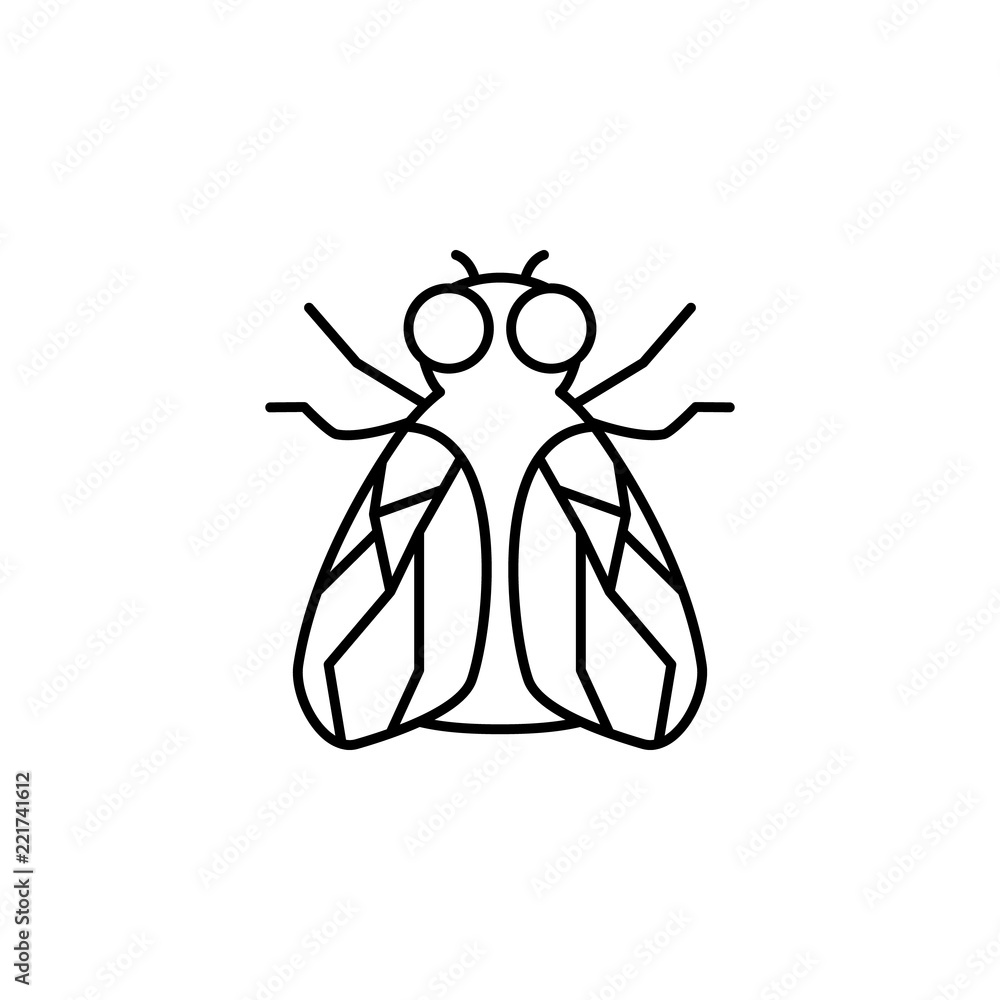 Poster fly icon. element of pest icon for mobile concept and web apps. thin line fly icon can be used for w