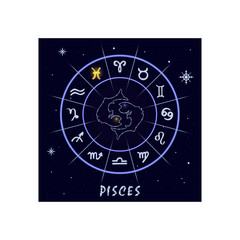 Pisces astrological horoscope sign. Vector illustration