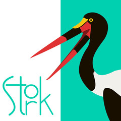 stork head   vector illustration flat style profile 