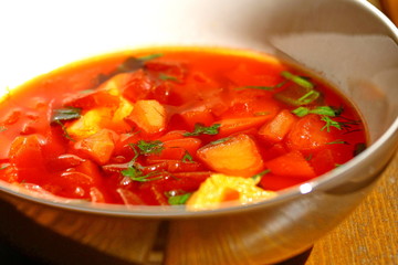 Russian Red-beet Soup Borscht . A vegetable soup