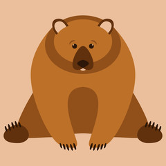bear cartoon  vector illustration flat style front 
